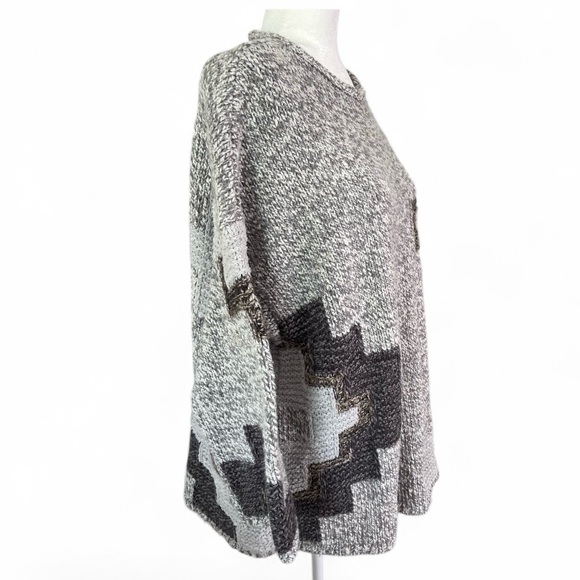 J Jill Geometric Pattern Sweater - Gray and Black - Picture 4 of 8